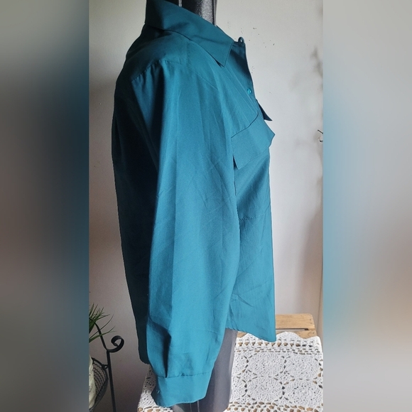 Petites by Hiroko Forest Green Vintage Long Sleeve Blouse - Picture 5 of 7